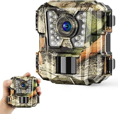 WOSPORTS Mini Trail Camera,24MP 1080P HD Game Camera Motion Activated with IR Night Vision Waterproof Video Deer Cam for Outdoor Wildlife Monitoring