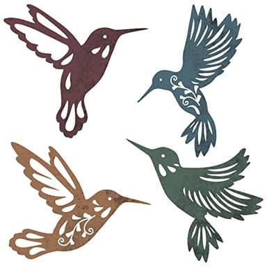 Teling 4 Pcs Metal Hummingbird Wall Art Metal Dragonfly Wall Decor for Modern Farmhouse Rustic Home Living Room Bedroom Kitchen Patio Indoor Outdoor Decor(Hummingbird)