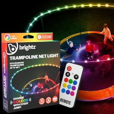 Brightz Above-The-Net Trampoline Lights - Fits All Trampolines up to 16 ft - Motion Activated with 3 Color Modes - Fun Trampoline Accessories - Christmas Gifts Stocking Stuffers for Kids, Boys, Girls