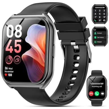 Joautrial Smart Watch for Men Women, 1.85" HD Smartwatch (Answer/Make Call),Activity Fitness Tracker with Heart Rate Sleep Monitor Pedometer,100+ Sport Modes, Fitness Watch for Android iPhone (Black)