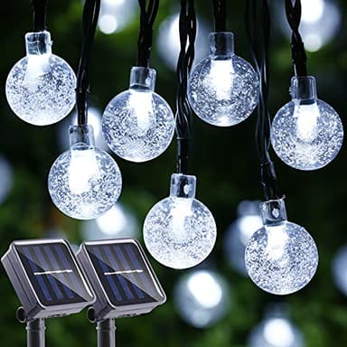 LYHOPE Solar String Lights Outdoor, 2 Pack Total 71ft 120 LED Solar Patio Lights Waterproof, 8 Modes Solar Outdoor Lights Globe Lights for Garden Yard Patio Gazebo Decorations (White)