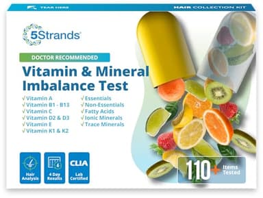 5Strands Nutrition Test, 112 Vitamins, Minerals, Amino Acids Tested, Identify Nutrient Absorption Issues, Holistic at Home Imbalance Testing, Results in 4 Days