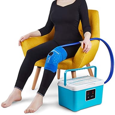 PhysioNatural Cold Therapy Ice Machine for Knee Surgery Recovery – Programmable Continuous Cryotherapy System with Adjustable Knee Pad for Post-Op Swelling, Sprains & Injuries