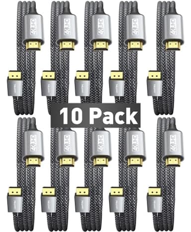 UANTIN 10-Pack 4K DisplayPort to HDMI Cable 10Ft | 1080P@120Hz,1440P/2K@60Hz Uni-Directional DP to HDMI Male Braided Cord Display Port to HDMI Cable for Desktop,Dell,Lenovo,ThinkPad,HP,AMD,NVIDIA