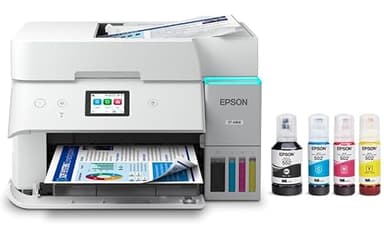 Epson EcoTank ET-4958 Wireless All-in-One Color Supertank Printer, Refillable Tanks, 2.4" Color Touchscreen, Auto Document Feeder, Auto Duplex Print/Copy, Scan, 250-Sheet Paper Tray – White