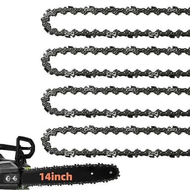 4 Pack 14 Inch Chainsaw Chain 52 Drive Links, .050" Gauge, 3/8" LP pitch, 14-Inch Replacement Chainsaw Chains Low-Kickback Fits Craftsman, Echo, Poulan, Ryobi, Worx 14 inch Chainsaw Chains