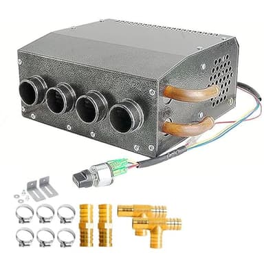 Evargc 12V Compact Design Hydronic Heater Assembly Mountable Switch 4 Front Vents 3-Speed Fan 80 CFM Airflow 8500 BTU of Heat for Car Truck Boat RV UTV