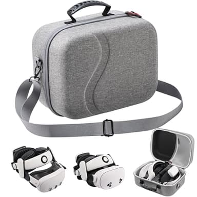 Large Carrying Case for Meta Quest 3S/3, Hard Travel Case Compatible with BOBOVR S3 Pro/KIWI Design Battery Head Strap, Quest Controller and Accessory, Portable Hard Shell Travel Bag, Grey