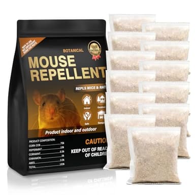 12 Pack Mouse Repellent Pouches,Rodent Repellent for Car Engines,Mouse deterrents That Works,Peppermint Oil to Repel Mice and Rat