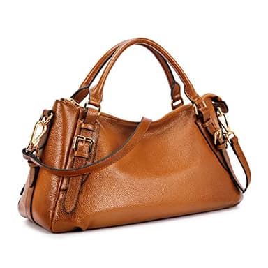Kattee Women's Soft Genuine Leather Satchel Purses Top Handle Crossbody Bags Ladies Designer Medium Size Hobo Handbags(Sorrel)