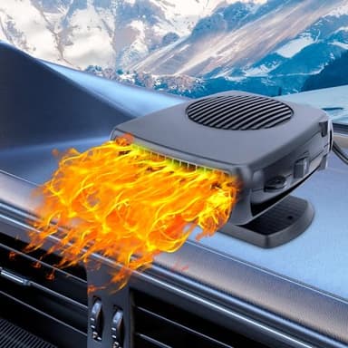 12V Car Heater,200W Portable Car Heater 360° Rotatable Car Defroster Windshield Heater Plug into Cigarette Lighter for Vehicle RV SUV (Large)