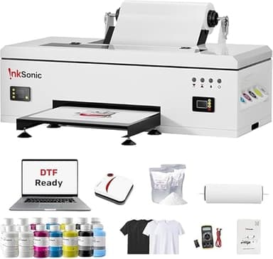 RocRow InkSonic L1800 DTF Printer Bundle, A3 DTF T-Shirt Transfer Machine with DTF Laptop, Direct to Film, White Ink Circulation System & Auto Clean, Built-in Heating, Custom Garment Printing, E13