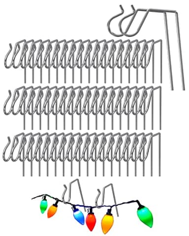 NACETURE 50 Pack Stainless Steel Gutter Clips – Heavy Duty Light Hooks for 5" K-Style Metal Gutters Only, Outdoor Christmas Light Hangers (Normal Style)