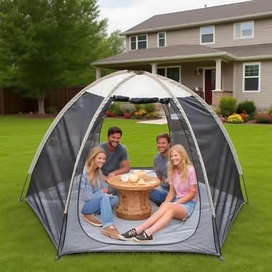 4-6 Person Gazebo Tent with Mesh Walls&Waterproof Floor for Backyard Gatherings, Picnics, and Outdoor Events