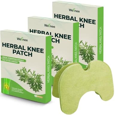 Wellnee Original Herbal Knee Patch - Wellknee Plaster for Knee Support & Muscle Pain - Maximum Strength for a Temporary Relief - Adhesive Heat Patches Made with Natural Herbs for Wellness (30 Pads)