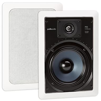 Polk Audio RC65i 2-Way Premium in-Wall 6.5 Speakers, Rectangular Indoor Speakers, Set of 2 Perfect for Damp and Humid Indoor Placement - Bath, Kitchen, Covered Porches (White, Paintable Grille)