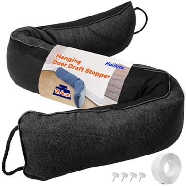 Holikme Weighted Door Draft Stopper 36 inch, Heavy Duty Under Door Draft Blocker Bottom Door Seal Noise and Air, Door Draft Spill Control Supplies Saving Energy, Black