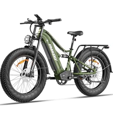 FREESKY Swift Horse Pro 2025 Electric Bike with 2000W BAFANG Motor, 48V 30Ah Battery, 26" Fat Tires, Up to 35MPH &120-Mile Range, Full Suspension Mountain EBike for Adults, Rear Rack &Full Fenders