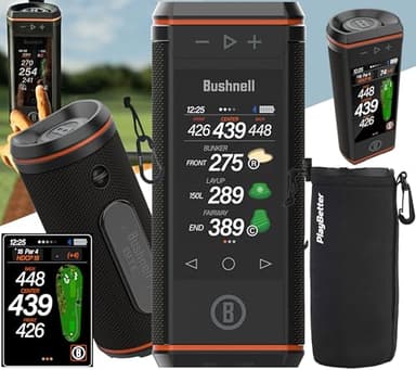 Bushnell Wingman HD Golf GPS Speaker Bundle - 3.5” Color HD Touchscreen, 360 Audio, 2 x 10 Watt Speakers, BITE Mount with PlayBetter Protective Wingman Pouch