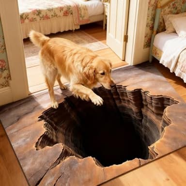 3D Optical Illusion Rug, Realistic 3D Printed Floor Decor with Visual Depth Effect, Non-Slip Mat for Entryway, Living Room & Bedroom (B-15.75×23.62in)