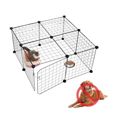 Cat Litter Box Dog Proof Enclosure: Dog Proof cat Feeding Station Cages Indoor Enclosure DIY Playpen Detachable Kennels Cats Crate, Size After Successful Assembly 29in*29in*14.56in