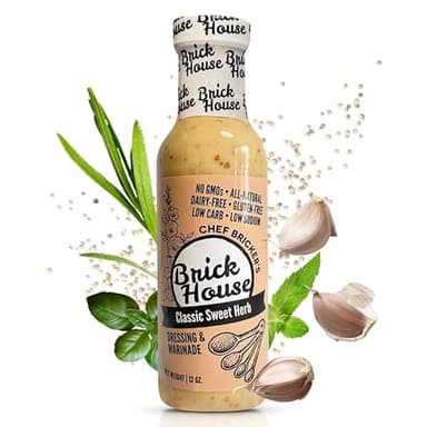 Brick House Classic Sweet Herb Vinaigrette Dressing & Marinade, 12 Oz - Low-Sodium, Low-Carb, Dairy-Free, Gluten-Free, Non-GMO, Clean Label Vinaigrette Salad Dressing, Keto-Friendly, Made in USA