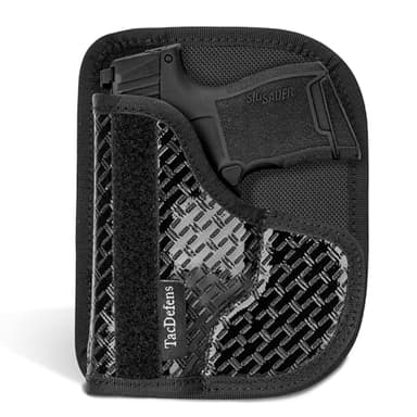 TacDefens Pocket Holster Fits P365 / SAS, Ambidextrous Compatible with P365 Holster, Concealed Carry, Non-Slip Material, Front Sight Protection, Removable Outer Flap