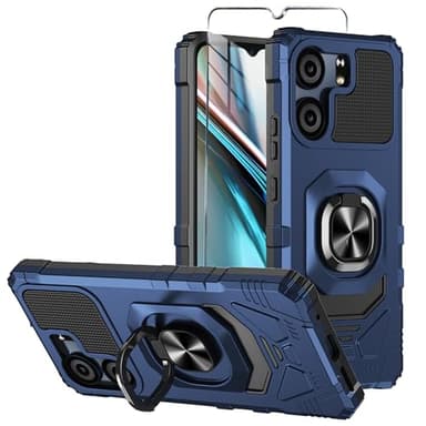 Mocotto for BLU View 5 Case with Tempered Glass Screen Protector,Military Grade Heavy Duty Shockproof Protective Cover,with Ring Kickstand for BLU View 5 (Blue)