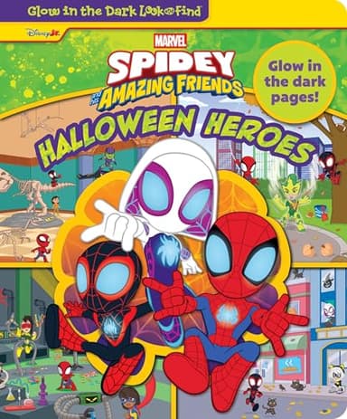Disney Junior Marvel Spidey and His Amazing Friends - Halloween Heroes Glow in the Dark Look and Find Activity Book - PI Kids