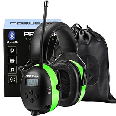 PROHEAR 033 Upgraded 5.4 Bluetooth Hearing Protection AM FM Radio Headphones, Noise Reduction Safety Earmuffs with Rechargeable 2000mAH Battery, 31dB SNR Ear Protector for Mowing Lawn,Gifts for Father