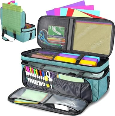 YOREPEK Carrying Case for Cricut Maker 4, Maker 3, Explore 4, Explore 3, Air 2, Die Cut Machine Dust Cover, Large Travel Bag with Cutting Mat Storage, Tote Bag for Tools Accessories, Green