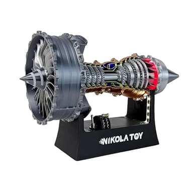 NikolaToy TR900 Turbofan Engine Model Kit – 1:20 Scale Turbojet Aircraft Engine – 3D Printed Mechanical Science Education Toy Aviation Enthusiast Gift – Deluxe Version (Finished)