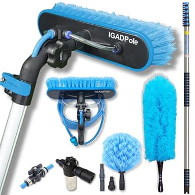 IGADPole 24ft Washing Kit: Water-fed Brush, Soap Dispenser and Hose tap
