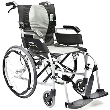 Karman Ergonomic Wheelchair Ergo Flight with Quick Release Axles in 16" Seat, Pearl Silver Frame