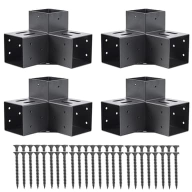 AXWHYS 4x4 Pergola Brackets(Actual:3.6"x3.6") 3 Way Right Angle Corner Bracket, DIY Pergola Kit with Black Powder Coated Support Gazebos, Patio Pergolas Log Cabin Outdoor Pergola Hardware