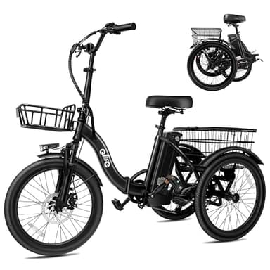 Qlife Triker Electric Bike, Peak 750W Brushless Motor Folding Trike Ebike, 468Wh Removable Battery, Step-Thru 3 Wheel Electric Bicycle, Up to 50 Miles, 20 Tire Tricycle for Adults Black