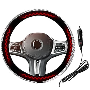 Zento Heated Steering Wheel Warmer - Upgraded Auto Hand Warmer for Winter - 12V Plug-in (Bling Heated Steering Wheel Cover - 1 Pack)