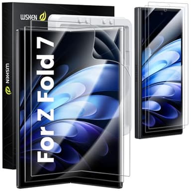 WSKEN for Samsung Galaxy Z Fold 7 Screen Protector - [Auto Align Frame] 2 Pack Inside TPU Film + 2 Pack Front 9H Tempered Glass, Zero Bubbles Easily Install No Creases for Z Fold 7 Accessories