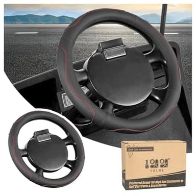 10L0L 13 Inch Golf Cart Steering Wheel Covers for EZGO TXT&RXV, Upgraded Microfiber Anti-Slip Steering Wheel Cover with Pu Leather