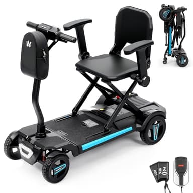 Remote-Control Electric One-Touch Auto-Folding Mobility Scooter for Adults & Seniors, 44 lbs Lightweight Travel Scooter, NFC Smart Unlock, All-Terrain 4 Wheel, 275 lbs Capacity, Airline Approved
