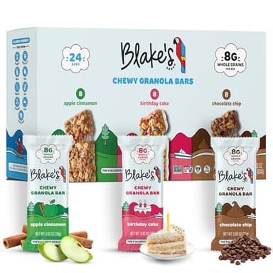 Blake’s Seed Based Chewy Granola Bars — Variety Pack (24 Count), Vegan, Gluten Free, Nut Free & Dairy Free, Healthy Snacks for Kids or Adults, School Safe, Low Calorie Soy Free Snack