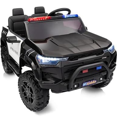 Hikiddo 24V 10Ah Electric Police Car Ride on Toy for Big Kids, 4WD 2 Seater Kids Ride on Car SUV w/Remote Control, 4x200W Motors - Black