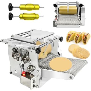 Electric Tortilla Maker, 2 Mold(4INCH+6INCH) Tortilla Maker Machine with Non-Stick Coating, 1.5MM-5.5MM Adjustable Thick Chapatti Machine for Tortilla Sopes Roti Pita Tortilla Pizza,Gold