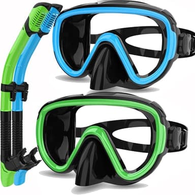 Bairuifu 2 Packs Dry Snorkel Mask Set Snorkeling Gear for Adults Scuba Diving Mask Swimming Glasses Swim Dive Mask Nose Cover Free Diving