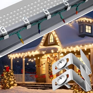 Tandefio Christmas Light Hooks for Gutter Guards Metal Christmas Light Clips for Outdoor, Screws Included, Compatible with Most Gutter Guards, Adjustable Fixing Position(100 Count)