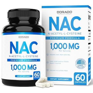NAC Supplement (60 Capsules, 1000mg Per Serving) Premium NAC Supplement N-Acetyl Cysteine Capsules for Men and Women for Immune Support - Vegan Safe, Third Party Tested - Non GMO & USA Made