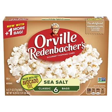 Orville Redenbacher's Microwave Popcorn with Avocado Oil, Sea Salt Flavor, 2.71 oz., 6-Count