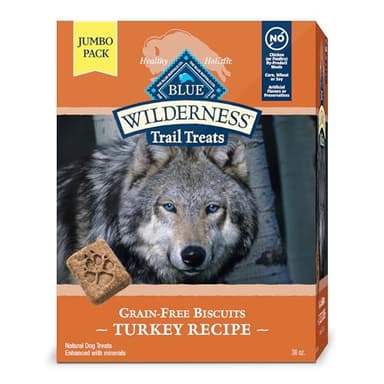 Blue Buffalo Wilderness Trail Treats Crunchy Dog Biscuits Grain-Free and High-Protein Dog Treats, Turkey Recipe 36-oz Box