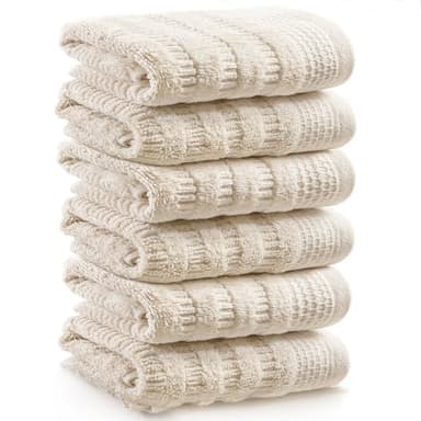 Softerry Pure Organic Cotton Washcloth Set - 100% Soft Cotton - Extra Absorbent and Durable - 500 GSM Quick Dry - Luxury Hotel & Spa Quality - Fade Resistant - Eco Friendly (Natural, 6pc wascloths)