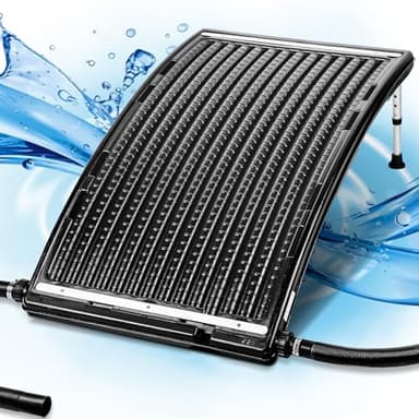 Aukivon 2026 Upgraded Solar Pool Heater with Adjustable Support Feet, Pool Heater for Above Ground Pool, Inground Pool Warmer, with 2 Adapters, 2 Hoses & Clamps, 2 Plumber Tapes, Thicken Connector